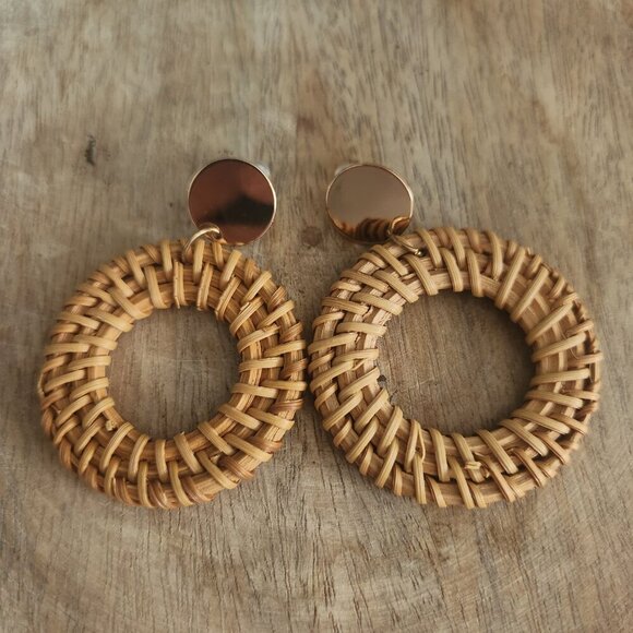Bundle and Save- New Woven and Gold Statement Earrings Minimalist Jewelry - Picture 2 of 5
